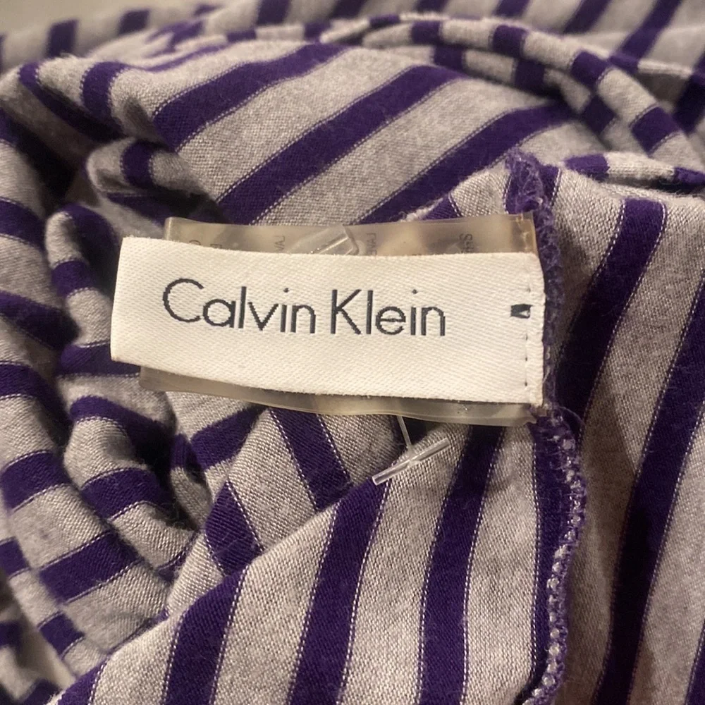 Calvin Klein Infinity Scarf | Purple + Gray | 95% Rayon + 5% Spandex
